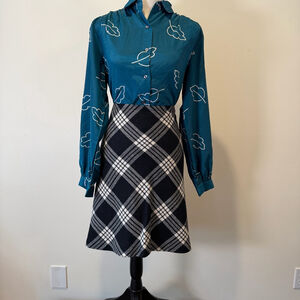 TALBOTS | Y2K Wool Blend Plaid Lined Midi Skirt | Classic Preppy | Academia | 14